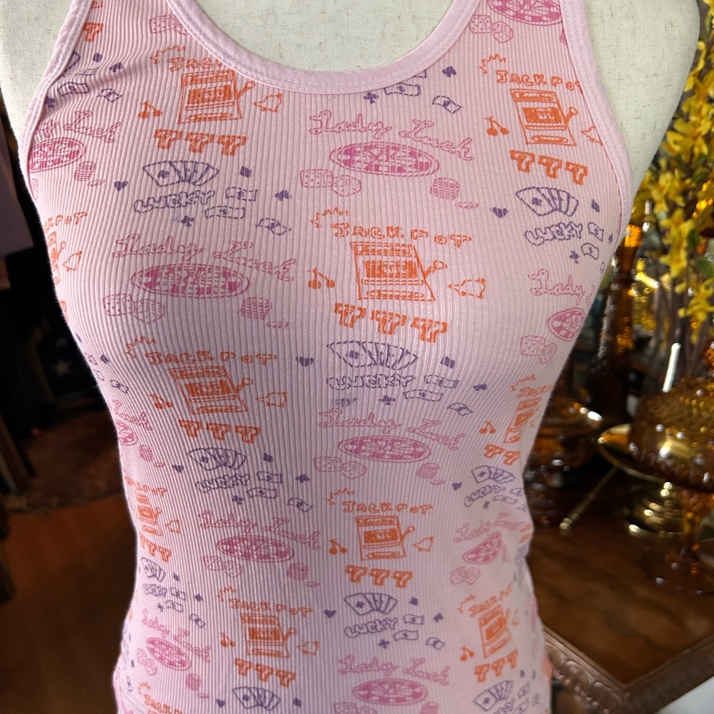 Vintage Pink Graphic Ribbed Tank Top - Picture 4 of 11